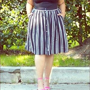 Black and white pinstripe skirt